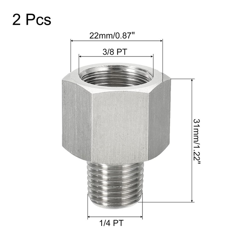 sourcing map Pipe Fitting Reducer Adapter, 1/4 PT Male to