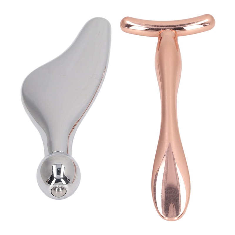 2pcs Metal Face Roller Set Zinc Alloy Facial Roller Massager