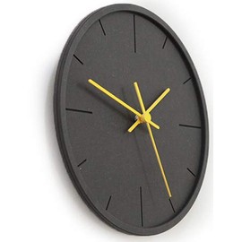 Stephanie Imports Modern Minimalist Dark Concrete Silent Wall Clock (Yellow Hands)