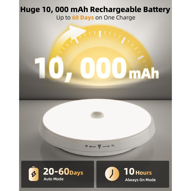 EZVALO Motion Sensor Light Indoor, 10000mAh, 7.1inch, 400LM, Remote Control,
