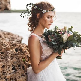 AIYVELU Pack of 2 Flower Wreath, Hair Wreath, Flowers, Artificial Flowers, Crown, Bridal Headpiece, Greenery Crown, Headband Flowers for Wedding, Ceremony, Party, Festival