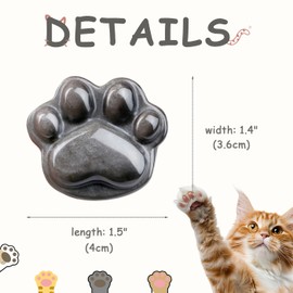 YATOJUZI 1.5" Silver Obsidian Cat Natural Crystals and Healing Stones Worry Stones for Anxiety Relief Items Reiki Crystal Gemstones Stress Relief Cat Gifts for Women Cat Lovers