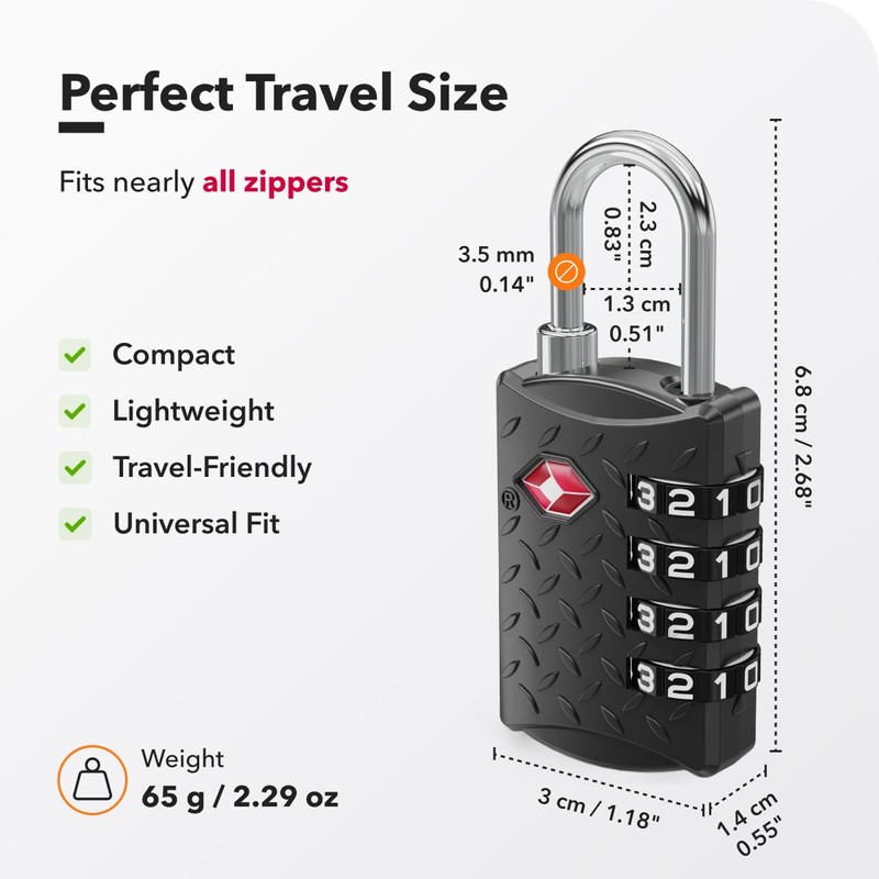 NOVLOCK Suitcase Padlocks – TSA Approved Suitcase Locks with 4-Digit