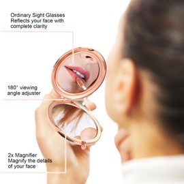 10Pcs Inspirational Compact Mirror, 1x/2x Magnifying Double Sided Pocket Mirror 2.75 Inch Metal Rhinestone Compact Mirror, Inspirational Appreciation Gifts for Galentines Day Women Nurse Friends