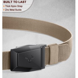 BULLIANT Tactical Belt for Men, Military Hiking Rigger Heavy Duty Nylon Web Work Belt 1.5" with Quick Release Metal Buckle,Beige2763,46"-50" Waist Adjustable