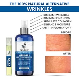 Thyme Out Spray facial antiarrugas natural con tomillo, bakuchiol, AHA, beta caroteno y potasio, combate las arrugas, líneas finas, inflamación y sequ