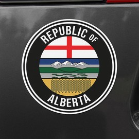 5 PCS Republic of Alberta Flag Sticker, 3x3 In Canadian Albertan Province Decal, Large Banner Decor For Car Bumper Window Laptop (3" x 3" Black)
