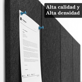 Tablero de Corcho Grande para Pared 36" x 24", Tablón de Anuncios Negro, 6 Paquetes de Azulejos de Fieltro para Pared con Chinchetas para Oficina Tablero de Chinchetas Tablero de Corcho