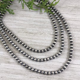 Way Out West 6mm Sterling Silver Bead, Necklace, Oxidized Sterling Silver, Classic Western J - 17