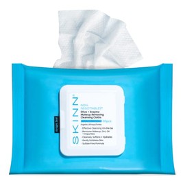 SKINN Toallitas desmaquillantes de limpieza facial, paños hidratantes para rímel, maquillaje, aceite y suciedad, toallitas faciales desechables que ex