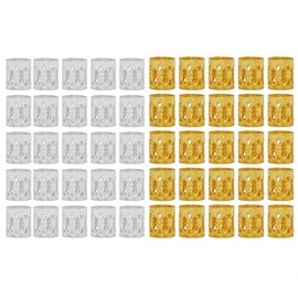 50PCS Dreadlocks Beads Hair Braid Rings Clips Dread Locks Hair Braiding Aluminum Cuffs Decoration Accessories Jewelry, Silver and Gold