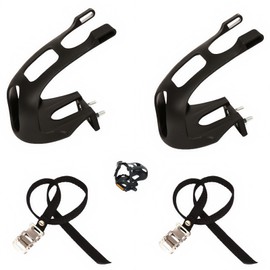 Bike Pedals, Toe Clips Universal Replacement Parts with Strap Belts,Bicycle Pedal Foot Cover Plastic Bike Pedals for MTB and Road Bike