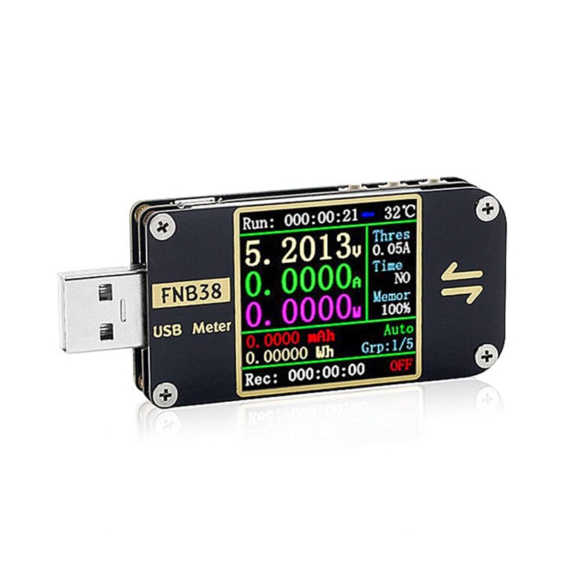 DollaTek FNB38 USB-Messgeräte, Multimeter, Strom- und Spannungsmonitor, 1,44 Zoll IPS-Farb-LCD-Display,