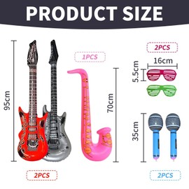 CWPFVQA 7 Pieces Ribbon Inflatable Boat Party Prop Accessories Guitars Saxophone Cosplay Props Party Decoration Supplies