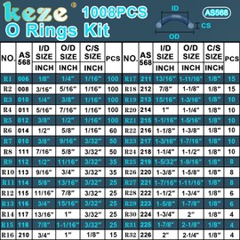 KEZE 1008 Pcs SAE O Ring Kit,32 Sizes USA Standard Nitrile 70A Rubber Seals Inch O Rings Set with 4 Pieces Orings Remover Tools for Faucet Automotive Hydraulic Plumbing AS568:006-226