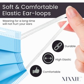 Disposable Face Mask, 50 Pack, Non-woven 3-Ply with Ear Loops (Blue)