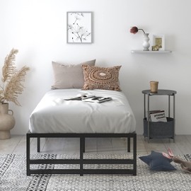 Allewie Twin Size Metal Platform Bed, Heavy Duty Bed Frame with 14" Under Bed Storage, Strong Metal Slats Support, No Box Spring Needed, Black