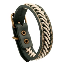 Balaijor Mens and Womens Retro Adjustable Leather Bracelet Belt Buckle Rope Cuff Bracelet(Green)