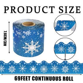 69 Feet Winter Snowflake Bulletin Board Borders,Scalloped Borders Christmas Bulletin Board Border, for School Classroom Poster Office Party Wall Locker Decor(Snowflake)