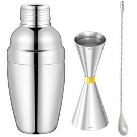 30ml/45ml Jigger Cups, Graduated Cocktail Measuring Cups, Jigger Cups, Stainless Steel Measuring Cups, Ounce Cups, Measuring Cups, Cocktail Shakers, Cocktail Bar Spoons, Beginners Cocktail Set (Set of 3)