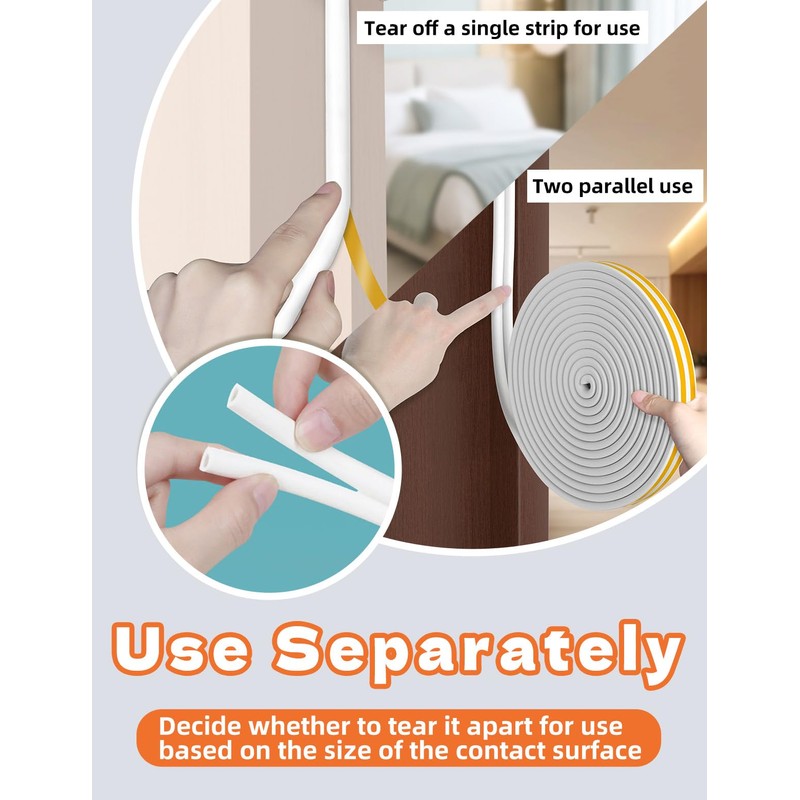 32.8 Ft Weather Stripping Door Seal Strip,Self Adhesive Door Soundproofing