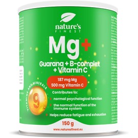 Nature's Finest Magnesium Citrate Powder – Energy, Focus & Muscle Support | With Guarana, B-Complex & Vitamin C | 150g, 30 Servings