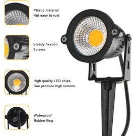 GLW Low Voltage Landscape Lights 10W 12V Landscape Lighting with Connectors Warm White Waterproof Outdoor Spotlights for Trees Pathway Lawn Yard （12 Pack）