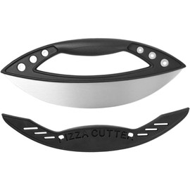 GIUSOBG Pizzaschneider Wiegemesser 29cm Pizzamesser mit Klingenschutz Geeignet zum Schneiden von Pizza Edelstahl Pizza Pizzaschneider Pizzaschieber Cutter Gemüse, Nüssen und Anderen Lebensmitteln