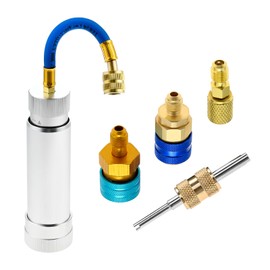 SURIEEN R1234YF/R134A AC Oil Injector Kit, HVAC Dye Oil Injector with R1234YF&R134A Low Side Quick Couplers & 1/4" SAE Connector, AC Dye Injector Tool Set, for A/C & HVAC Refrigerant System