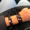 Quiges Leather Wrap Bracelet Brown 40-44 cm with Charm Beads