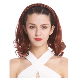 WIG ME UP - TYW60876H-130 Half Wig Hairpiece Elegant Braided Headband Shoulder Length 45cm Curly Tips Red Copper
