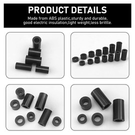 80pcs ABS Round Spacer Washer Assortment Kit Insulation Spacer, for M6, M8 Screws Nylon Non Threaded Column Standoff Support Spacer, with Storage Box (Black)