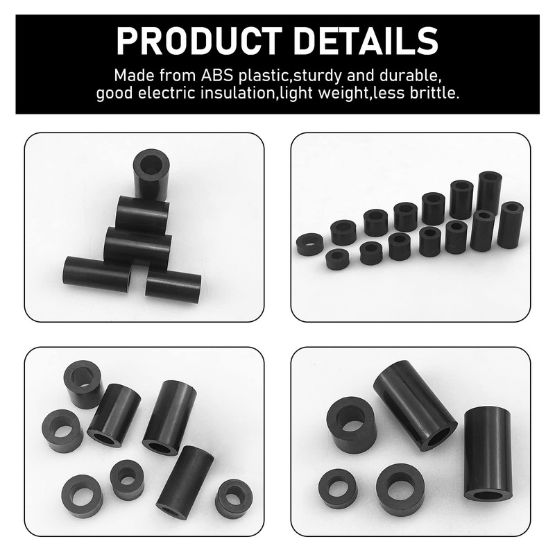 80pcs ABS Round Spacer Washer Assortment Kit Insulation Spacer, for