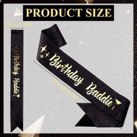 Vovii "Birthday Baddie Sash for Women Men, Black Glitter Sash with Gold Foil for Baddie Birthday Decorations, Funny Satin Birthday Sash for Birthday Accessories Birthday Party Favors Supplies