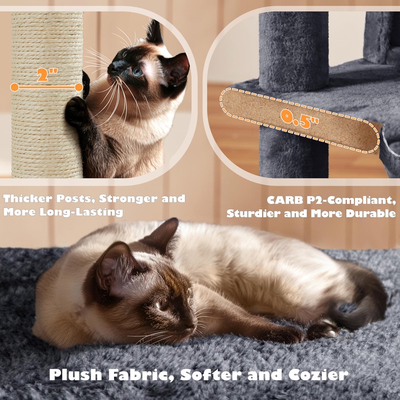 Yaheetech 54in Cat Tree, Multi-Level Cat Tower with Spacious Kitten-ear