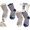 CHUNFO Womens Striped Ankle Socks Cute Letter Embroidered Athlete Navy