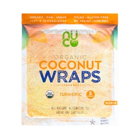 NUCO Certified ORGANIC Paleo Gluten Free Vegan "Turmeric" Coconut Wraps, 5 Count (One Pack of Five Wraps)