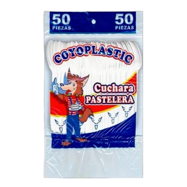 COYOPLASTIC Cuchara Pastelera De Plástico Desechable Chica 50 Pzas