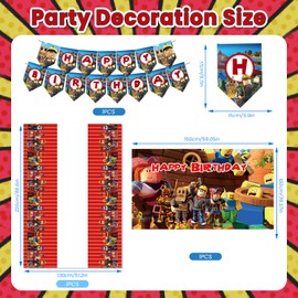 LBLS 98PCS Rox lox Birthday Party Decorations, Cartoon Theme Party Supplies Include Background Cloth, Banner, Stickers, Balloons, Cupcake Toppers, Tablecloth for Kids Birthday Party