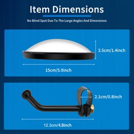 5.9-inch Round Convex Mirror with Tube Mounting Bracket- Convex Blind Spot Mirror for Truck/Bus/Van/Tractor/Tow/Forklift- 1PCS