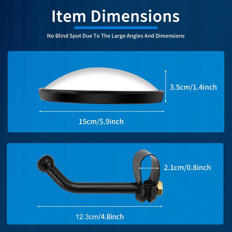 5.9-inch Round Convex Mirror with Tube Mounting Bracket- Convex Blind
