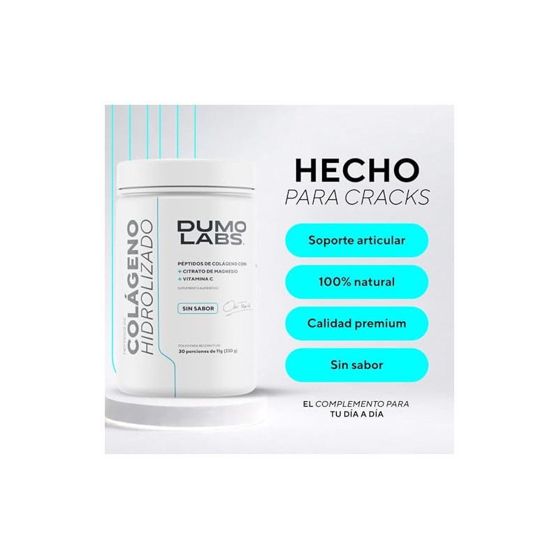Dumo Labs Colágeno Hidrolizado Polvo Péptidos Sabor Suplemento Alimenticio Fácil