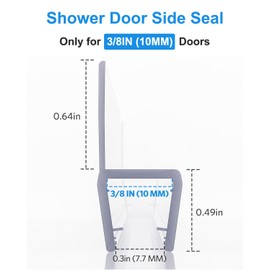 Shower Door Side Seal, 3Pack Shower Door Side Sweep Strip, Frameless Glass Doors Seal Strip for 3/8'' (10mm) Thick Doors, Showers Water Guard & Barrier 39.3'' x 0.39''