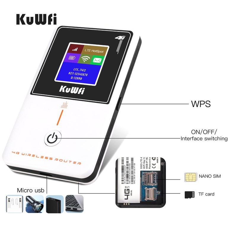 KuWFi High Speed 4G LTE Router, 4g Wireless Router with