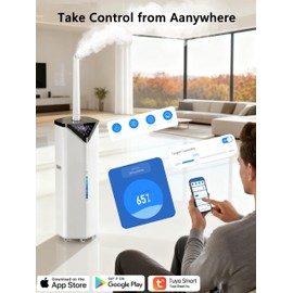 AERZY 5Gal Smart Humidifier Large Room up to 2800ft², 1000mL/h, APP & Remote Control, 180° Auto Rotating Nozzle, 24H Timer, 60H Supersized Cool Mist Humidifiers for Whole House Home Office Plants