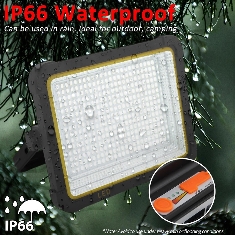 Wideskall 100W Portable Rechargable Solar Panel LED Work Light with