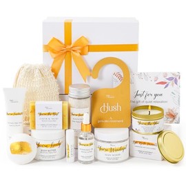 Regalos de spa para mujeres, juego de cuidado personal de vainilla y coco, cestas de cumpleaños, Navidad, kit relajante para el hogar, regalo de baño y cuerpo de lujo para mamá, su hermana, profesora