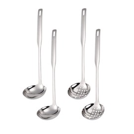Hot Pot Ladle Set Stainless Steel Hot Pot Strainer Scoops Hotpot Soup Ladle Spoon Set Sauce Ladle for Home Kitchen or Restaurant, 10.2 Inch, Set of 4 (10.2, 4)