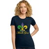 Medium Navy Blue Women Fleur De Lis Mardi Gras Fleur