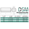 Hexagonal sleeves with internal thread, stainless steel A2 / V2A,
